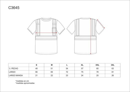 Kurzarm-T-Shirt mit kombinierten reflektierenden Bändern Orange AV Yellow AV