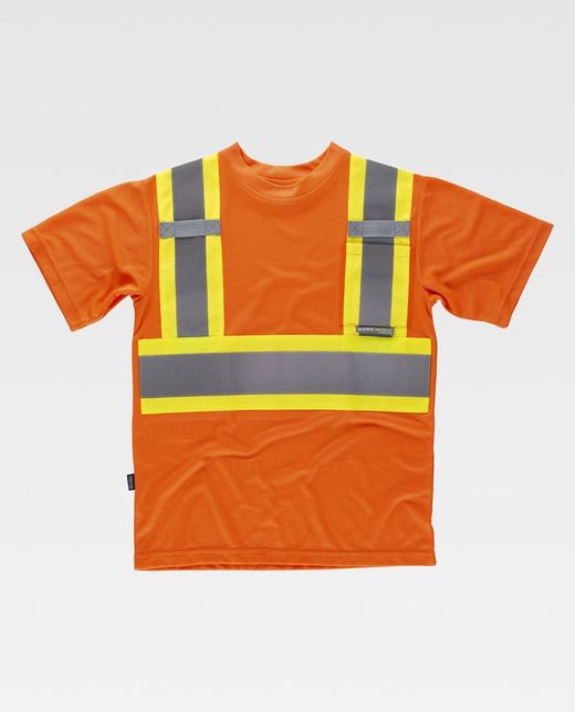 Kurzarm-T-Shirt mit kombinierten reflektierenden Bändern Orange AV Yellow AV