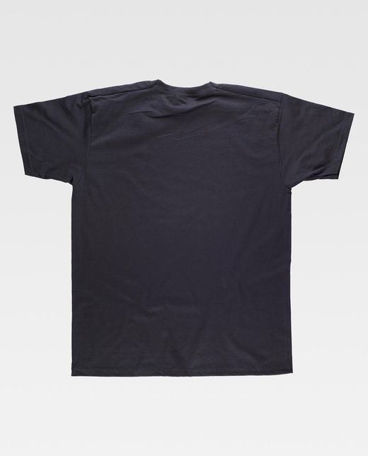 Kurzarm T-Shirt, Box Neck, Baumwolle Schwarz