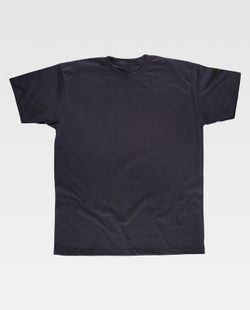 Kurzarm T-Shirt, Box Neck, Baumwolle Schwarz