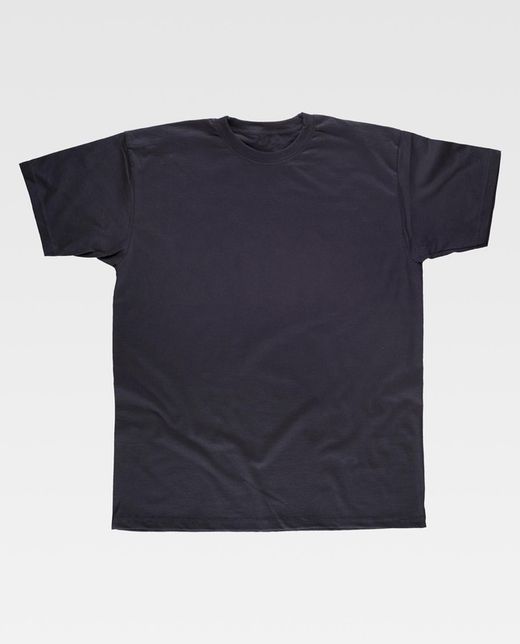 Kurzarm T-Shirt, Box Neck, Baumwolle Schwarz