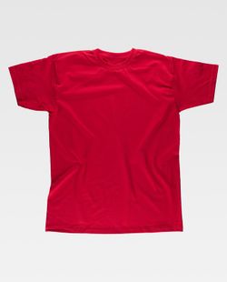 Camiseta manga corta, cuello caja, algodón Rojo