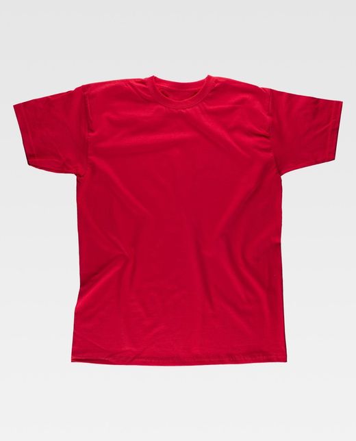 Camiseta manga corta, cuello caja, algodón Rojo