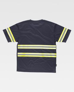 Kurzarm-T-Shirt, Rundhalsausschnitt, kombinierte reflektierende Bänder Navy Yellow AV