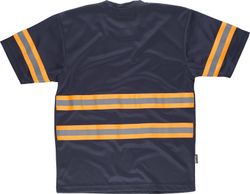 Kurzarm-T-Shirt, Rundhalsausschnitt, kombinierte reflektierende Bänder Navy Orange AV