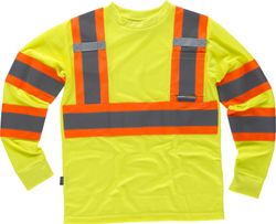 Camiseta manga larga con cintas reflectantes combinadas Amarillo / Naranja