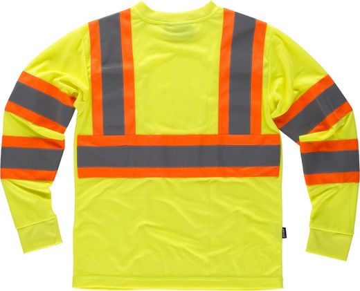 Langärmliges T-Shirt mit kombinierten reflektierenden Bändern Gelb AV Orange AV