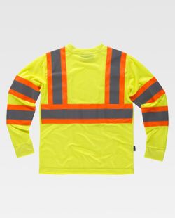 Langärmliges T-Shirt mit kombinierten reflektierenden Bändern Gelb AV Orange AV