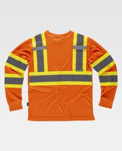 Langärmliges T-Shirt mit kombinierten reflektierenden Bändern Orange AV Gelb AV