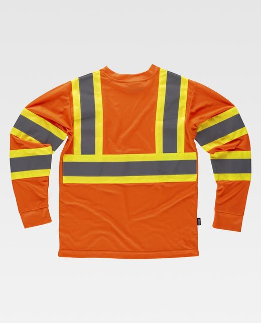 Langärmliges T-Shirt mit kombinierten reflektierenden Bändern Orange AV Gelb AV