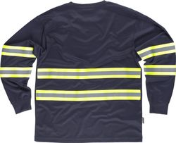 Langärmliges T-Shirt, Rundhalsausschnitt, kombinierte reflektierende Bänder Navy Yellow AV