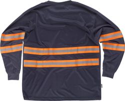 Langarm-T-Shirt, Rundhalsausschnitt, kombinierte reflektierende Bänder Navy Orange AV