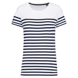 T-Shirt im Marine-Stil mit Rundhalsausschnitt Bio Damen