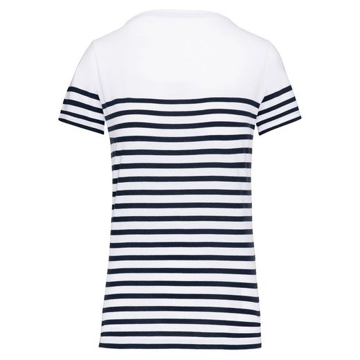 T-Shirt im Marine-Stil mit Rundhalsausschnitt Bio Damen