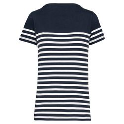 T-Shirt im Marine-Stil mit Rundhalsausschnitt Bio Damen