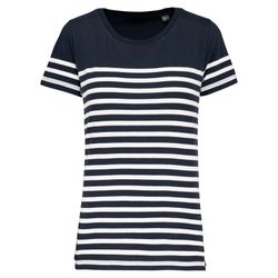 T-Shirt im Marine-Stil mit Rundhalsausschnitt Bio Damen