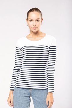 Camiseta marinera de manga larga de mujer