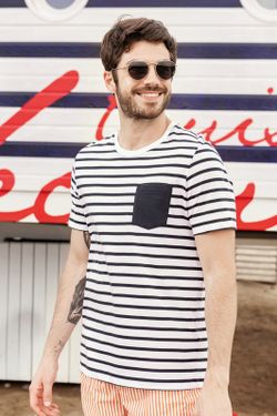 Gestreiftes Matrosen-T-Shirt mit Kurzarmtasche