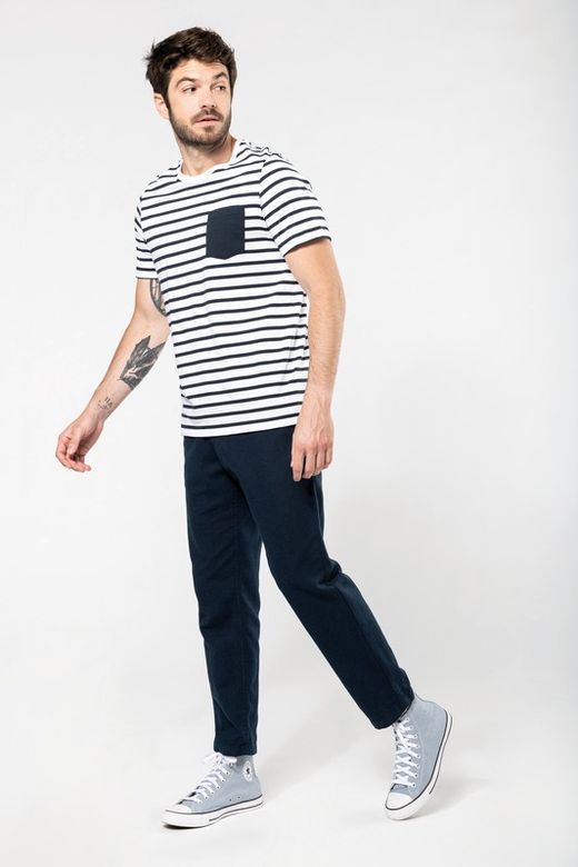 Gestreiftes Matrosen-T-Shirt mit Kurzarmtasche