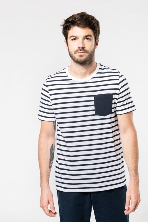 T-shirt da marinaio a righe con tasca a manica corta