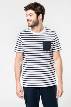 Gestreiftes Matrosen-T-Shirt mit Kurzarmtasche