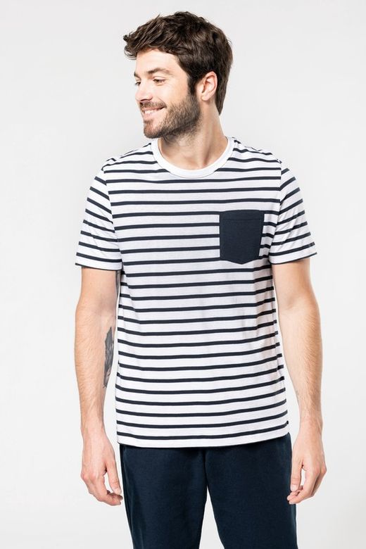 Gestreiftes Matrosen-T-Shirt mit Kurzarmtasche