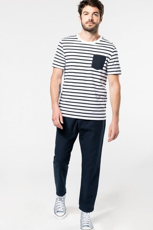Gestreiftes Matrosen-T-Shirt mit Kurzarmtasche