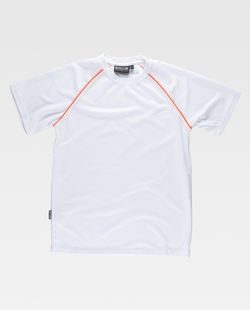 Kurzarm-Service-T-Shirt, Box-Neck, Mesh-Typ mit Paspelierung in AV Weiß Orange AV