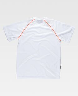 Kurzarm-Service-T-Shirt, Box-Neck, Mesh-Typ mit Paspelierung in AV Weiß Orange AV