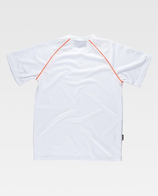 Kurzarm-Service-T-Shirt, Box-Neck, Mesh-Typ mit Paspelierung in AV Weiß Orange AV