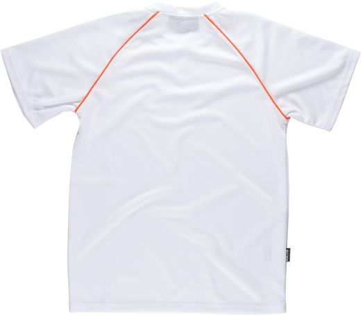 Kurzarm-Service-T-Shirt, Box-Neck, Mesh-Typ mit Paspelierung in AV Weiß Orange AV