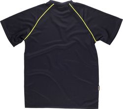Kurzarm-Service-T-Shirt, Box-Neck, Mesh-Typ mit Paspelierung in AV Schwarz Gelb AV