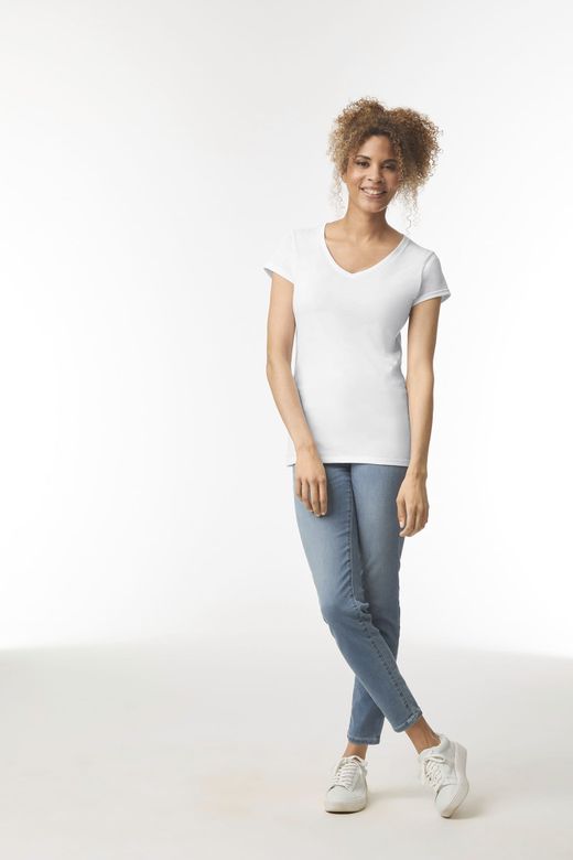 T-shirt con scollo a V Softstyle® da donna
