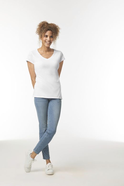 T-shirt con scollo a V Softstyle® da donna