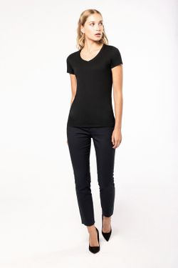 Supima® Kurzarm T-Shirt mit V-Ausschnitt für Damen
