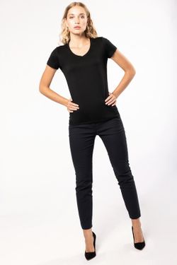 Supima® Kurzarm T-Shirt mit V-Ausschnitt für Damen