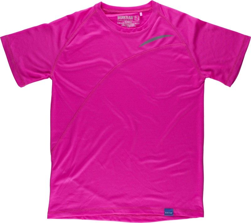 Camiseta técnica en colores flúor de manga corta Rosa Flúor