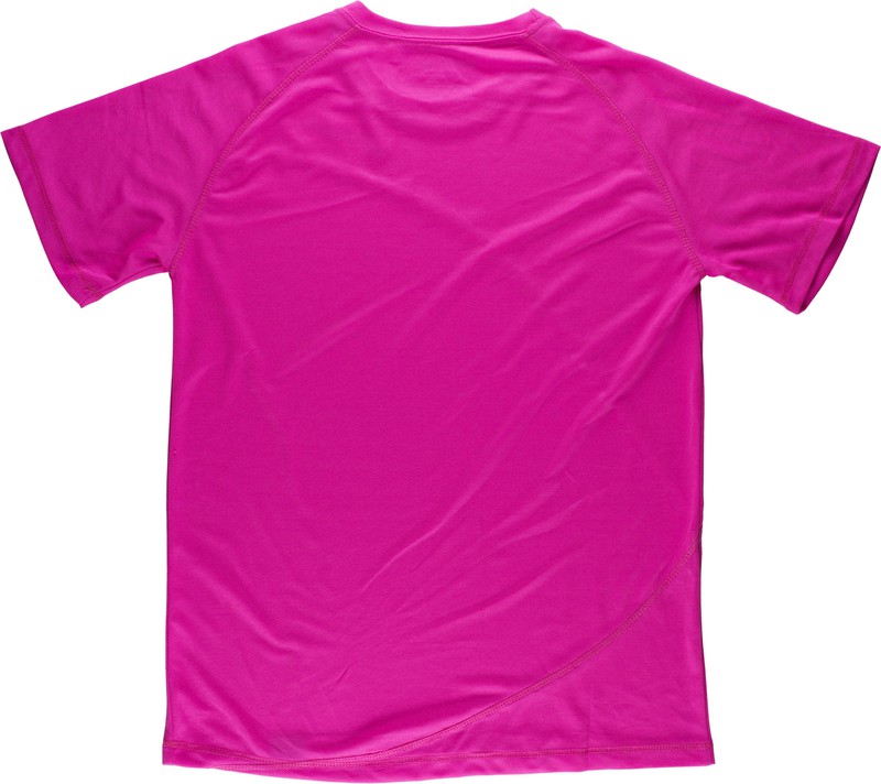 Camiseta deporte de mujer manga corta Rosa Flúor — Maxport Vestuario Laboral