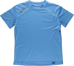Camiseta técnica manga corta con detalles fluorescentes Celeste