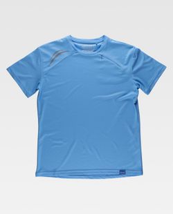 Camiseta técnica manga corta con detalles fluorescentes Celeste