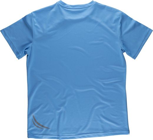 Camiseta técnica manga corta con detalles fluorescentes Celeste