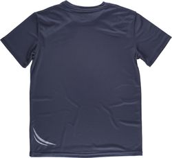 Technisches Kurzarm-T-Shirt mit fluoreszierenden Details und Brusttasche mit verstecktem Reißverschluss Navy