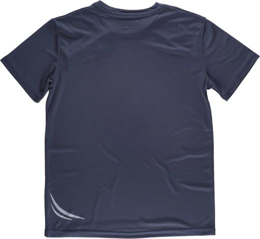 Technisches Kurzarm-T-Shirt mit fluoreszierenden Details und Brusttasche mit verstecktem Reißverschluss Navy