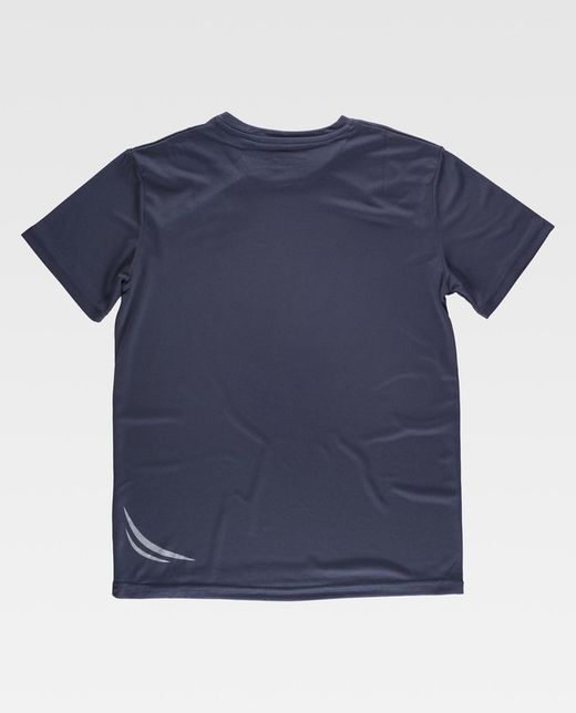 Technisches Kurzarm-T-Shirt mit fluoreszierenden Details und Brusttasche mit verstecktem Reißverschluss Navy