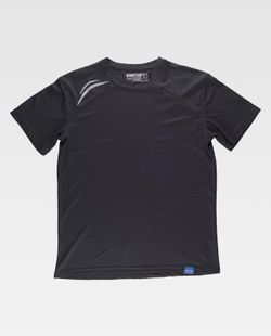Technisches Kurzarm-T-Shirt mit fluoreszierenden Details und Brusttasche mit verstecktem Reißverschluss Schwarz