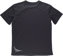 Technisches Kurzarm-T-Shirt mit fluoreszierenden Details und Brusttasche mit verstecktem Reißverschluss Schwarz