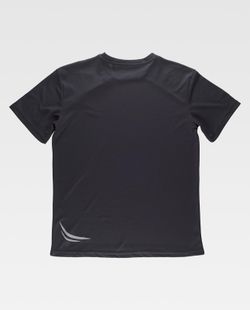 Technisches Kurzarm-T-Shirt mit fluoreszierenden Details und Brusttasche mit verstecktem Reißverschluss Schwarz
