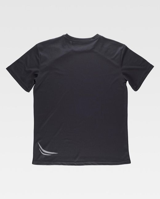Technisches Kurzarm-T-Shirt mit fluoreszierenden Details und Brusttasche mit verstecktem Reißverschluss Schwarz