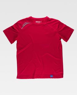 Camiseta técnica manga corta con detalles fluorescentes Rojo