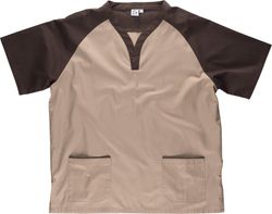 Casaca bicolor con manga ranglan corta Beige Marron